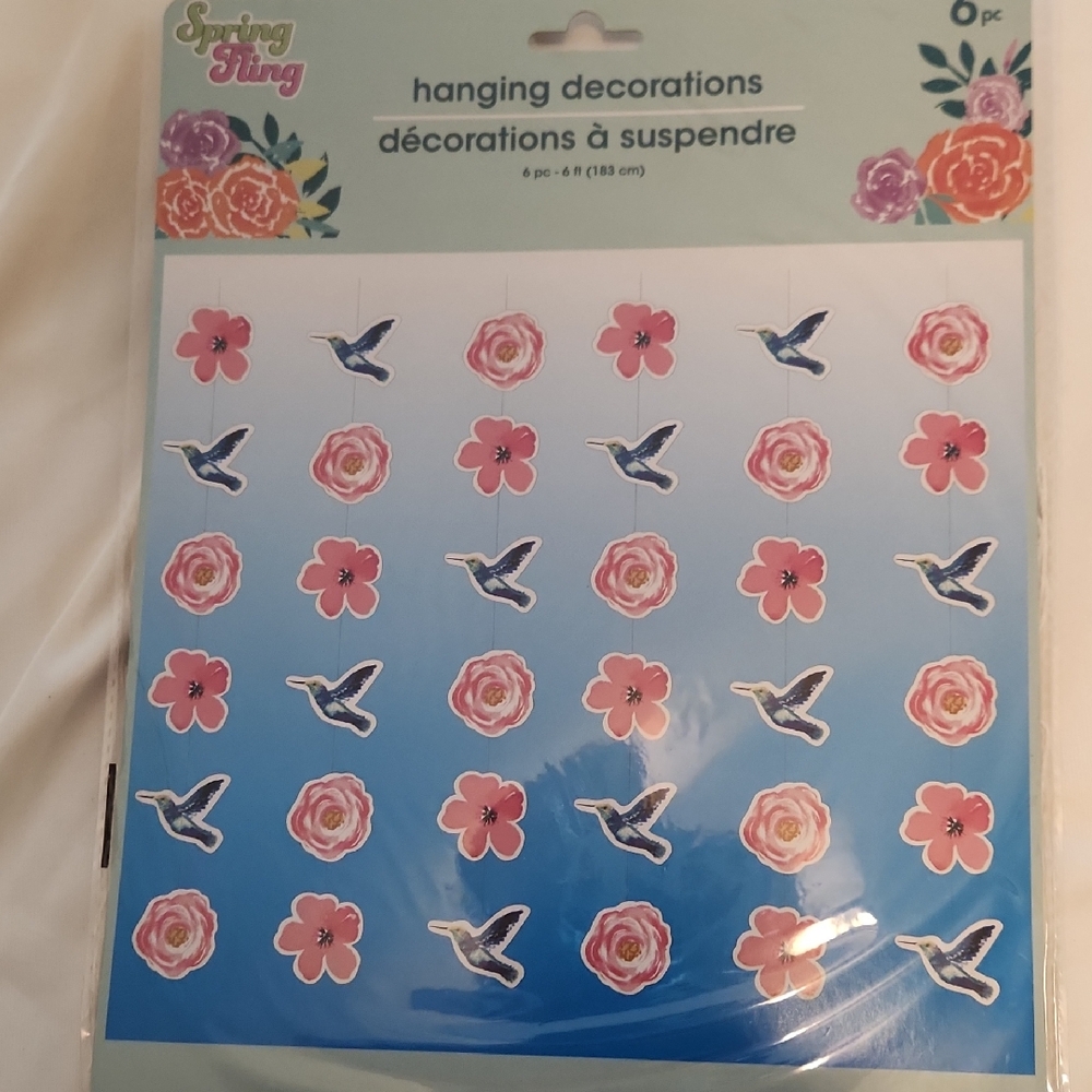 Hanging Decorations - Pink and Blue Flowers, birds, butterflies.